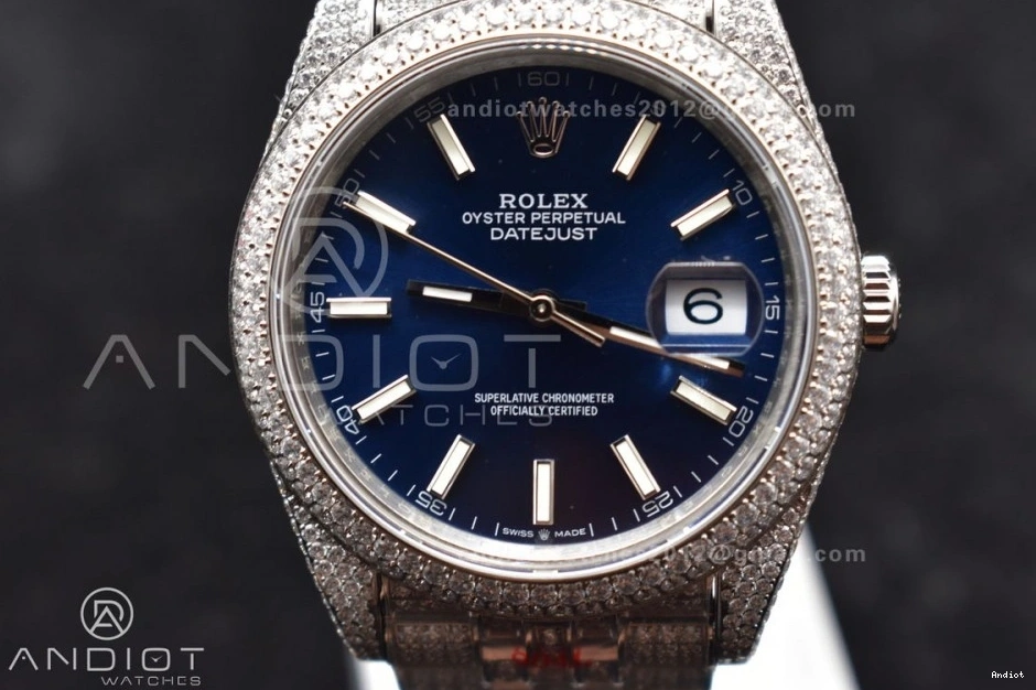 41mm Stick JDF Markers Best Version Blue DateJust Diamond 1124